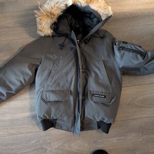 Canada Goose Gray Puffer Jacket with Fur Trim